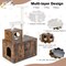 Costway 2-in-1 Wooden Litter Box Enclosure with Cat Tree Hidden Washroom Furniture White/Brown/Gray